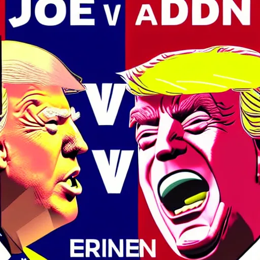 Image similar to joe biden vs donald trump, street fighter, fight, fistfight, digital art