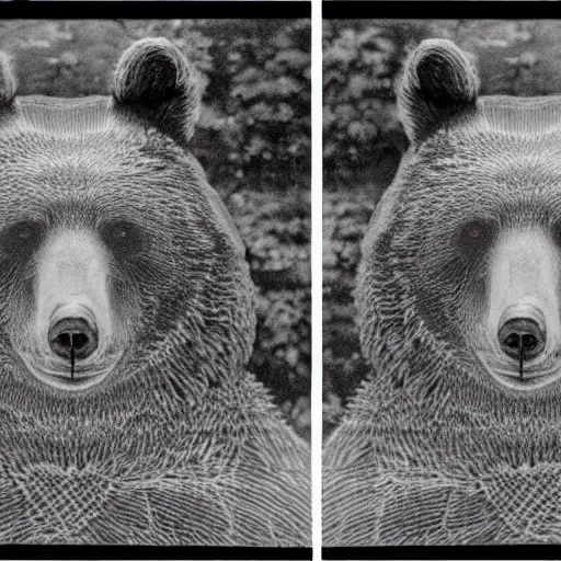 Prompt: stereoscopic 3 d image of a bear, magic eye