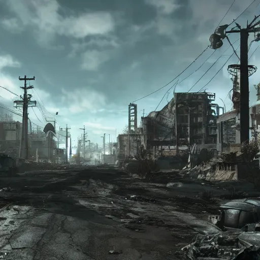 Image similar to fallout 3 concept art render in unreal 5