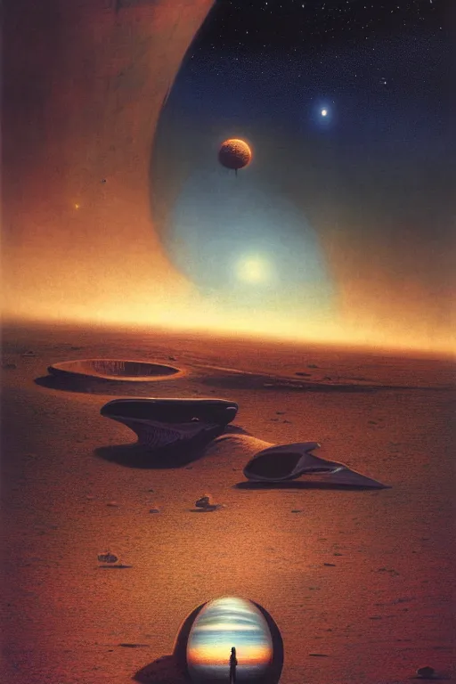 Image similar to emissary space by arthur haas and bruce pennington and john schoenherr, cinematic matte painting, zaha hadid building, photo realism, amangani, dark color palate, blue hour stars, desolate desert landscape,