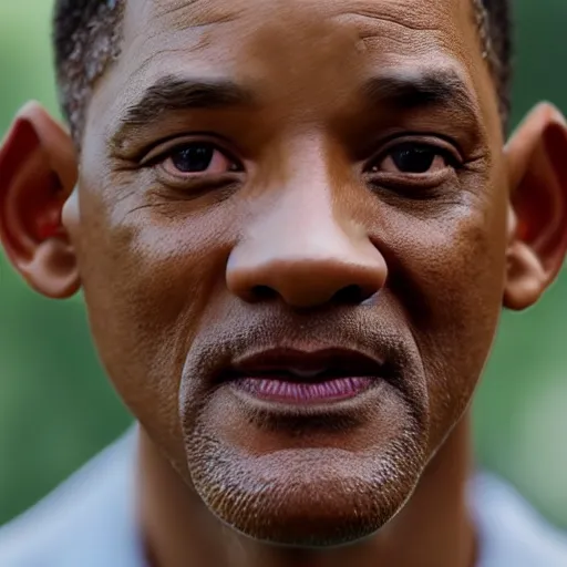 Prompt: a cinematic film still of Will Smith starring as Barack Obama, portrait, 40mm lens, shallow depth of field, close up, split lighting, cinematic