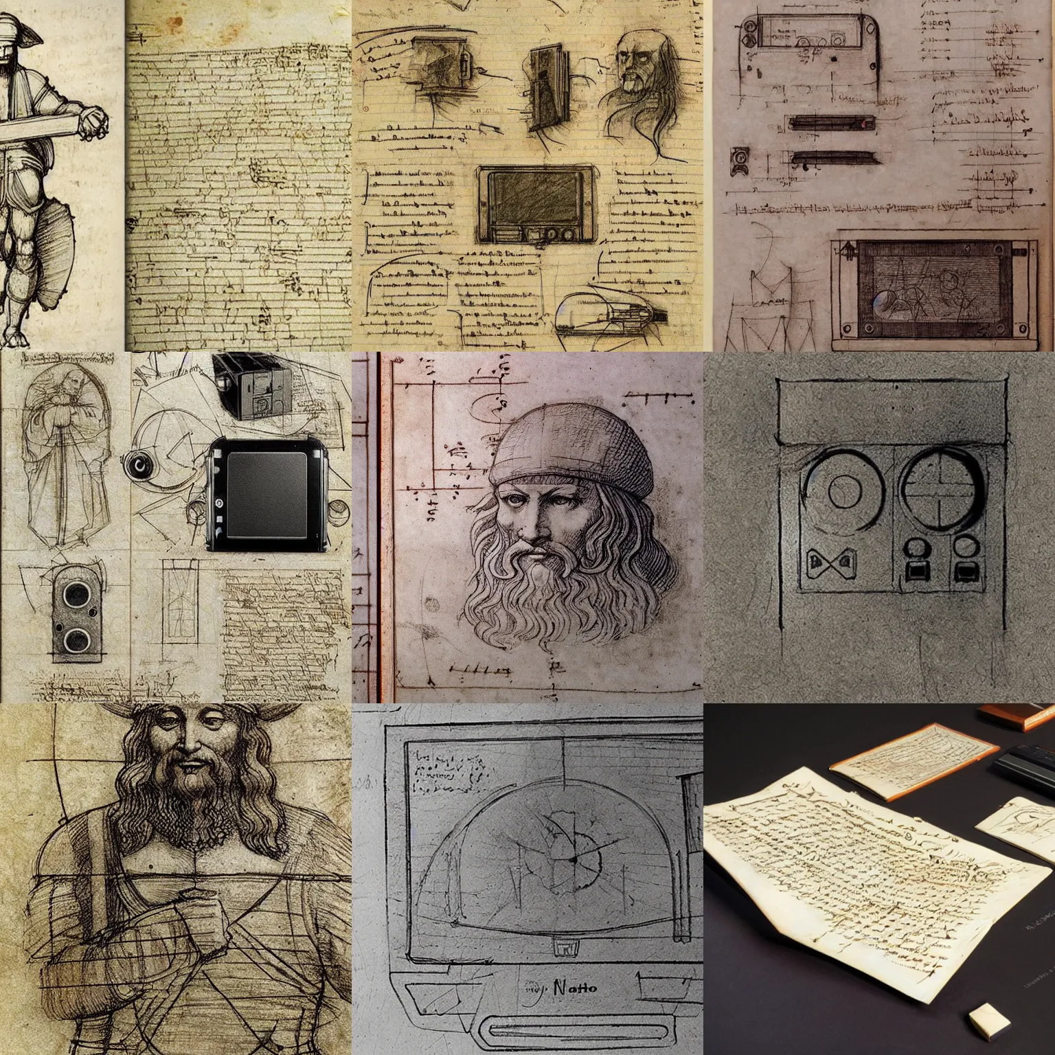 Prompt: Early sketches and schematics of Leonardo Da Vinci's notes of the Nintendo Switch