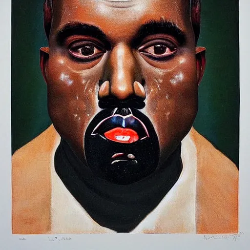 Prompt: very detailed surreal portrait of kanye west as his face melts. painted by salvador dali, 1 9 3 1. oil on canvas.