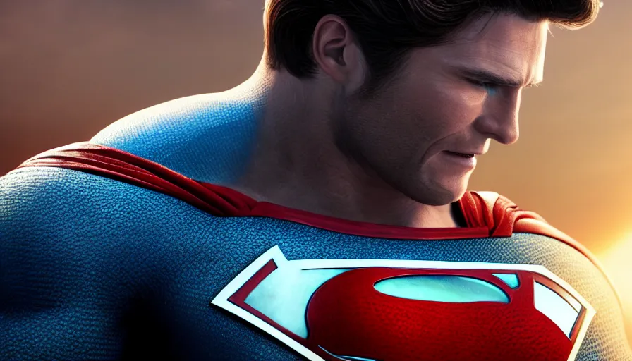 Prompt: Scott Eastwood as Superman, hyperdetailed, artstation, cgsociety, 8k