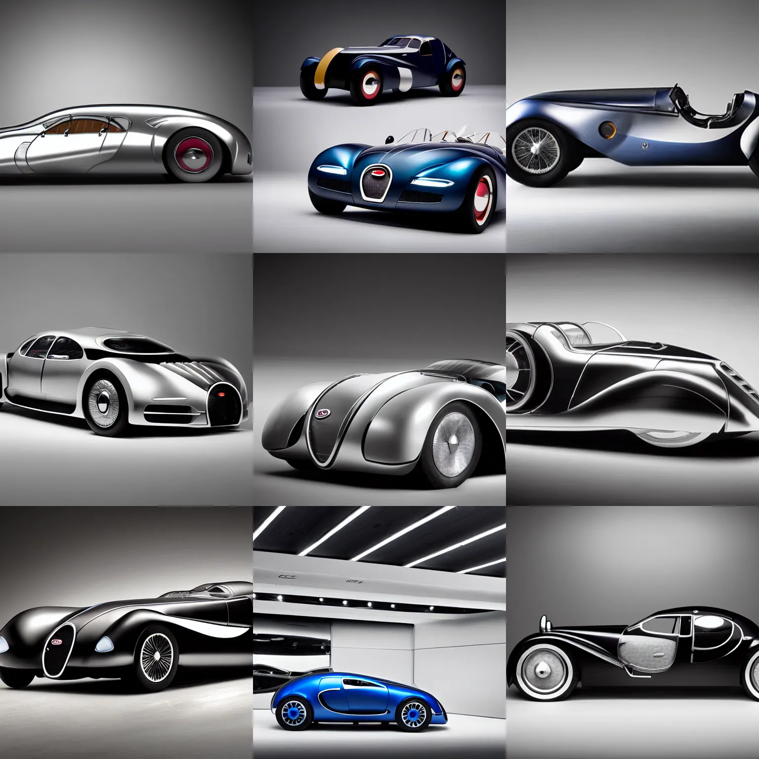 Image similar to a futuristic bugatti type 5 7 sc atlantic concept, studio lighting