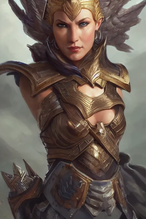 Image similar to amazon valkyrie athena, d & d, fantasy, portrait, highly detailed, headshot, digital painting, trending on artstation, concept art, sharp focus, illustration, art by artgerm and greg rutkowski and magali villeneuve