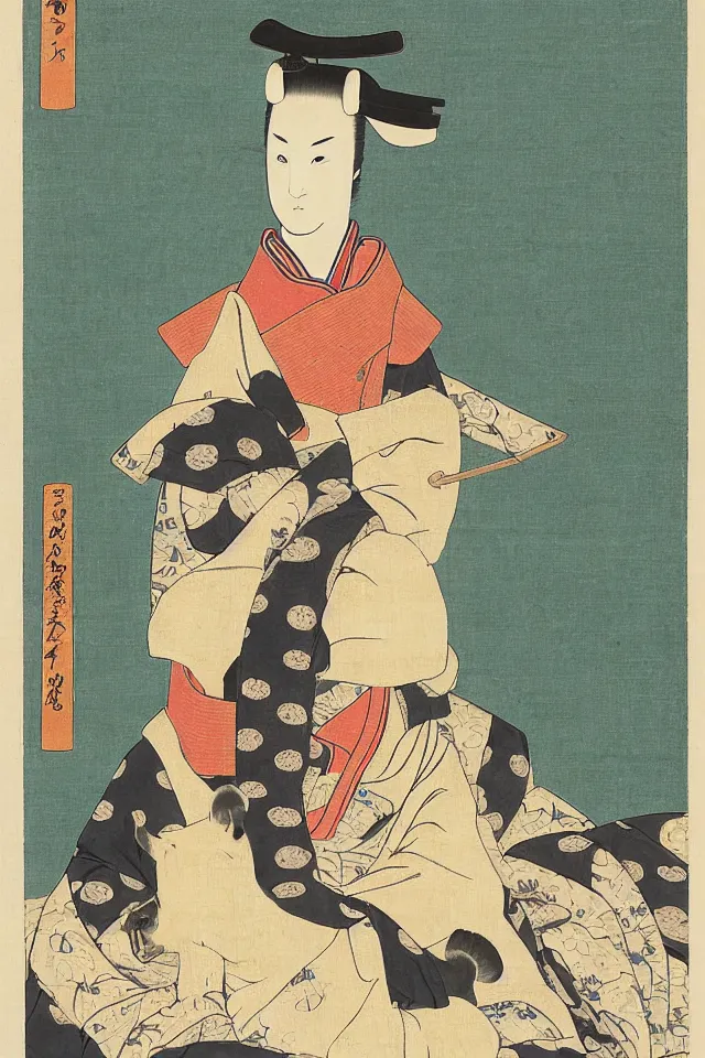 Image similar to a portrait of a shogunate shiba inu, ukiyo - e, artistic, highly detailed, historical