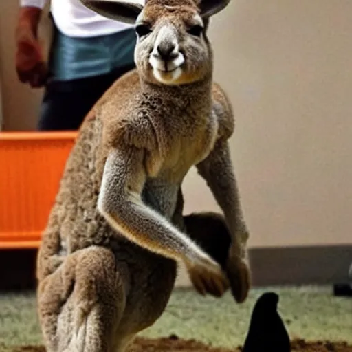 Prompt: dwayne johnson is a kangaroo man!!