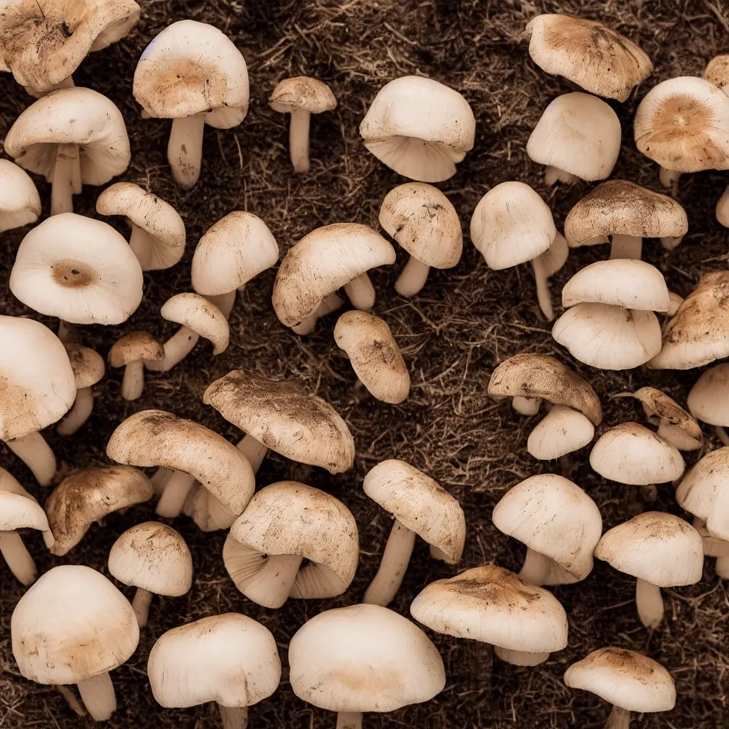 Image similar to a small collection of mushrooms, inside different wooden boxes. top down photo, close macro photo. studio photo, 8k