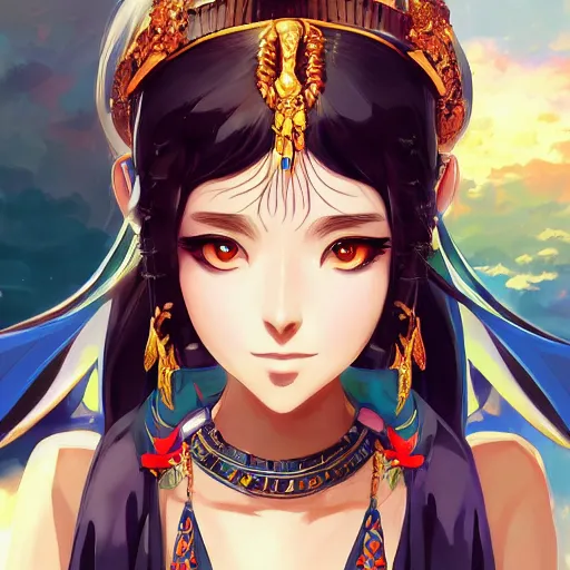 Prompt: An anime portrait of Ssunbiki as Cleopatra, by Stanley Artgerm Lau, WLOP, Rossdraws, James Jean, Andrei Riabovitchev, Marc Simonetti, and Sakimichan, tranding on artstation