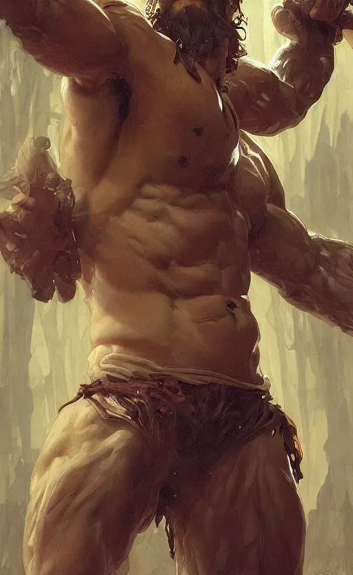 Image similar to god of the forest, 3 0 years old, rugged, male, gorgeous, detailed face, amazing, thighs!!!!!!, muscular, intricate, highly detailed, digital painting, artstation, concept art, sharp focus, illustration, art by greg rutkowski and alphonse mucha