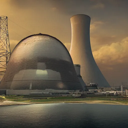 Prompt: A nuclear power plant by krzysztof nowak, artstation
