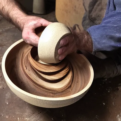 Image similar to bearded man turns bowl using woodlathe