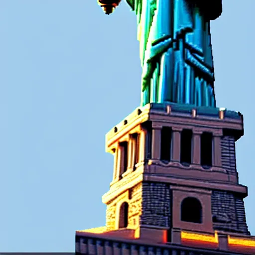 Image similar to super mario as the statue of liberty, highly detailed, extremely high quality, hd, 4 k, 8 k, canon 3 0 0 mm, professional photographer, 4 0 mp, lifelike, top - rated, award winning, realistic, detailed lighting, detailed shadows, sharp, no blur, edited, corrected, trending