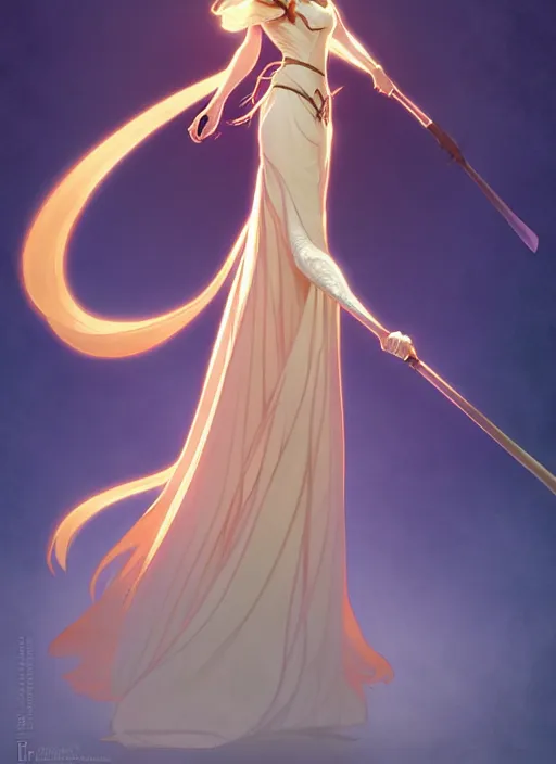 Image similar to elegant fantasy wizard based on anthony edan holding a broom natural lighting, path traced, highly detailed, high quality, digital painting, by don bluth and ross tran and studio ghibli and alphonse mucha, artgerm
