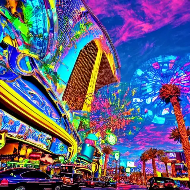 Prompt: Las Vegas Strip on an Acid Trip