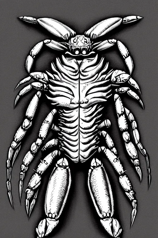 Image similar to crab humanoid figure warrior, symmetrical, highly detailed, digital art, needles, sharp focus, trending on art station, kentaro miura manga art style