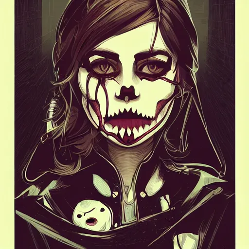 Image similar to portrait skull girl by petros afshar, tom whalen, laurie greasley, jc leyendecker and singer sargent