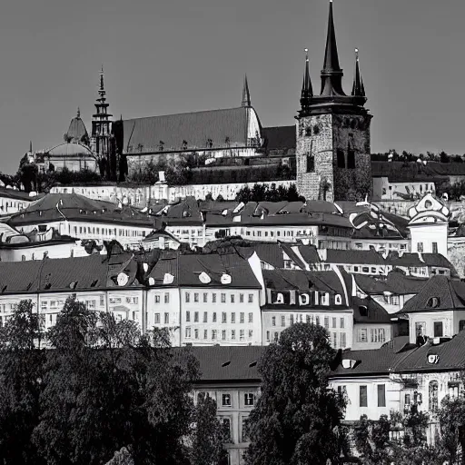 Prompt: Prague castle II photo by Ansel Adams