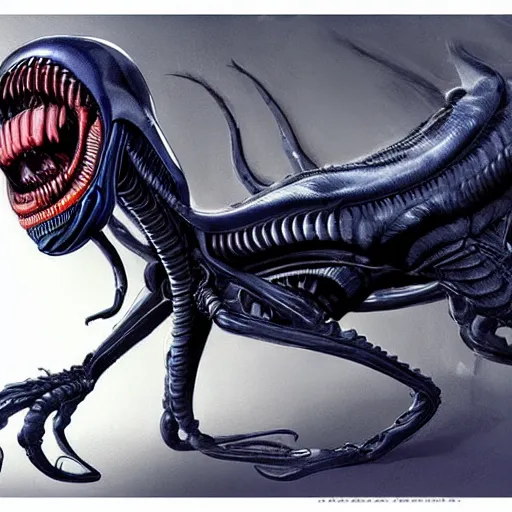 Prompt: concept art, new xenomorph design cat like prometheus sequel,