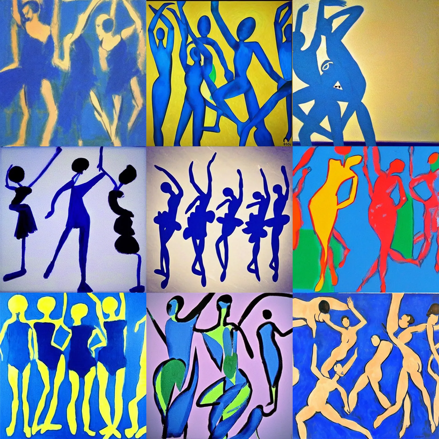 Prompt: “modern art of matisse dancers blue”