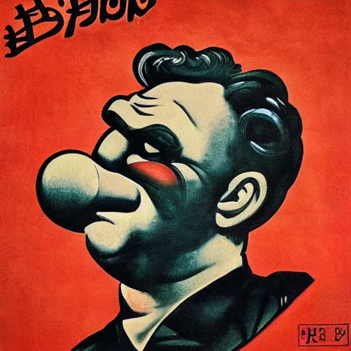 Image similar to communist clown portrait, soviet propaganda style, poster, xi