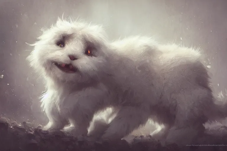 Prompt: cute fluffy by jean - baptiste monge, high quality, high resolution, 4 k, painted by cgsociety, rutkowski, gurney with ambient lighting, concept art, detailed, smooth, dynamic volumetric cinematic lighting, octane, raytrace