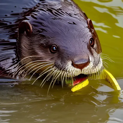 Prompt: otter eating bitcoin in sewage water, 4 k