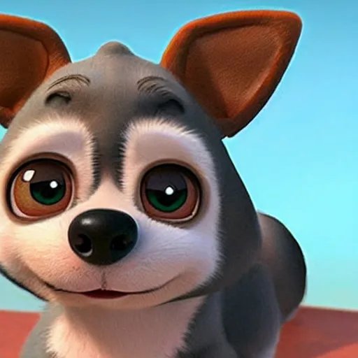 Prompt: insanely cute cuddling dog in pixar remake