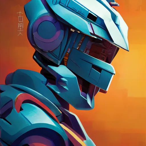 Image similar to a portrait of a stunning beautiful predator gundam pilot, with an intricate, detailed, urban inspired hiphop afro futuristic helmet, vector behance hd jesper ejsing, rhads, makoto shinkai, lois van baarle, ilya kuvshinov, rossdraws, hd, 3 2 k, ilya kuvshinov, gustav klimt