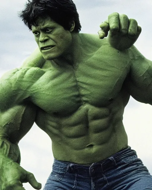 Image similar to sigourney weaver as the incredible hulk, face and shoulders focus, androgynous, strong features, striking, handsome, gender neutral, muscular, buff, dynamic lighting, ultra detailed