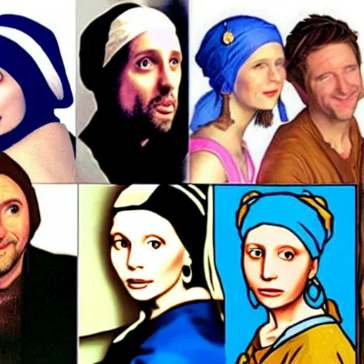 Image similar to the cast of friends as the girl with the pearl earring