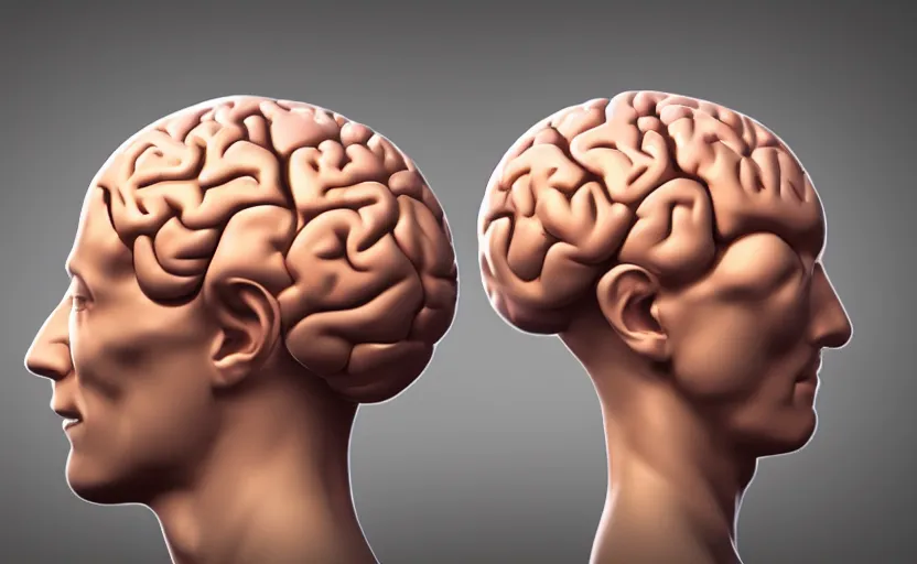 Prompt: translucent 3d render of a man as his brain achieves an indescribably beautiful so wow mind exploding