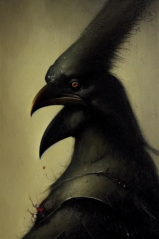 Prompt: hieronymus bosch, greg rutkowski, anna podedworna, painting of rachel roth raven, close up portrait