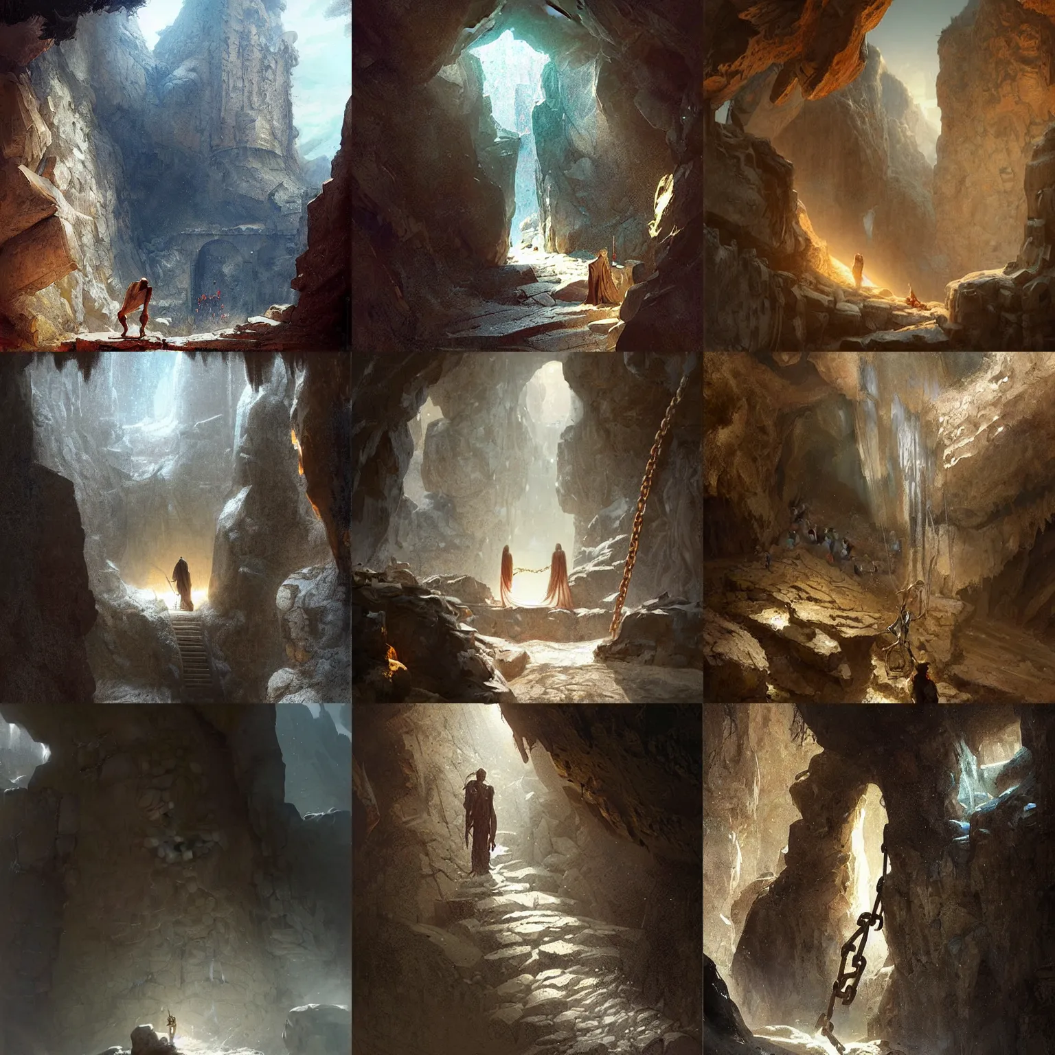 Prompt: A man chained in plato's cave by Raoul Vitale and Greg Rutkowski