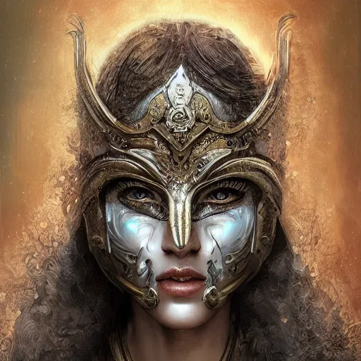 Image similar to Very very very very highly detailed epic photo of face with venetian mask, intricate, dystopian, sci-fi, extremely detailed, digital painting, artstation, concept art, smooth, sharp focus, illustration, intimidating lighting, incredible art by Artgerm and Anton Pieck