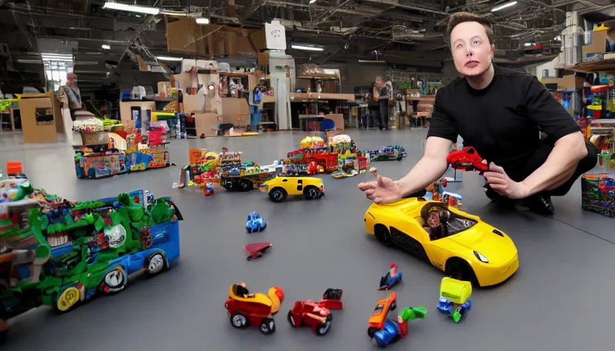 Image similar to Elon Musk playing with toys