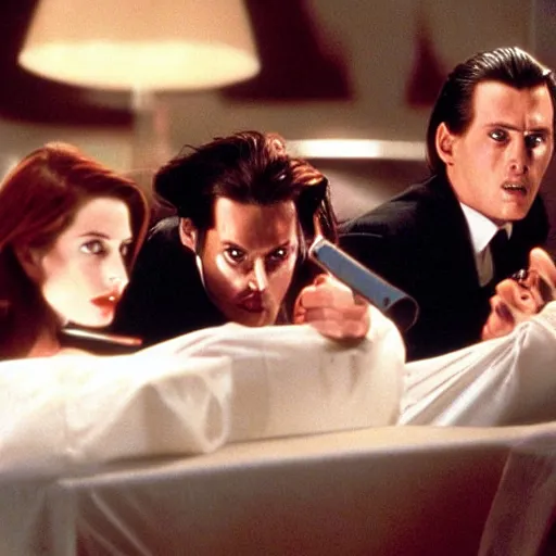 Image similar to Anne Hathaway, Johnny Depp, Amber Heard in American Psycho (1999)