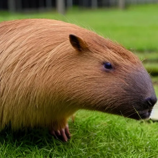 Image similar to a hybrid between a capybara and a llama