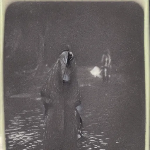 Image similar to creepy lovecraftian monster in swamp, 1 9 1 0 polaroid photo