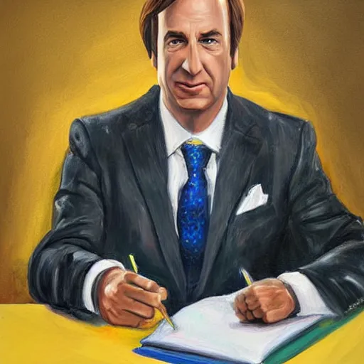 Image similar to very detailed painting of saul goodman