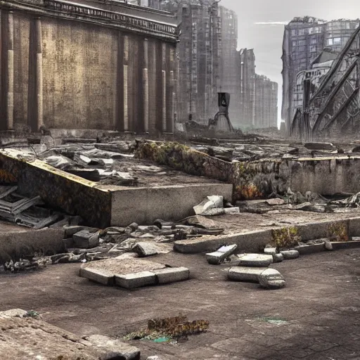 Prompt: ruins of moscow post - apocalypse, photorealistic