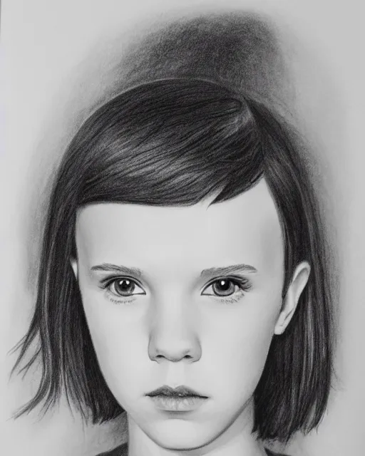 Image similar to pencil portrait of millie bobby brown