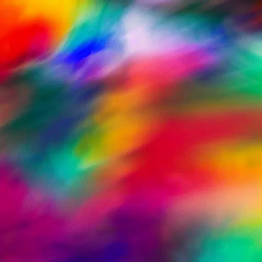 Prompt: abstract rainbow colors floating around black empty space, low quality blurry, dream