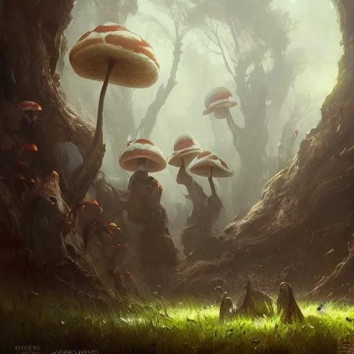 Image similar to shrooms geog darrow greg rutkowski