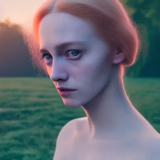 Image similar to photographic portrait of a stunningly beautiful english renaissance female in soft dreamy light at sunset, beside the river, soft focus, contemporary fashion shoot, in a denis villeneuve and tim burton movie, by edward robert hughes, annie leibovitz and steve mccurry, david lazar, jimmy nelsson, extremely detailed, breathtaking, hyperrealistic, perfect face, octane render