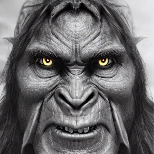 Image similar to photorealistic portrait of an orc, extremely detailed facial structure and eyes