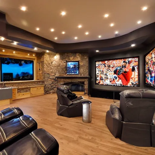 Image similar to the ultimate man cave,photgraphy,detailed