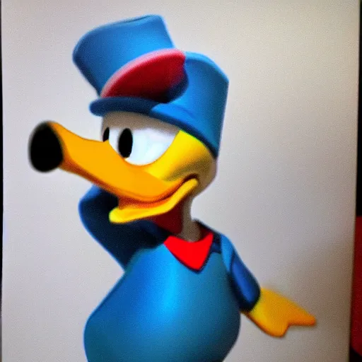 Prompt: donald duck in the backrooms, real life, photorealistic, 3 d