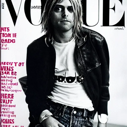 Image similar to kurt cobain on 9 0 s vogue cover